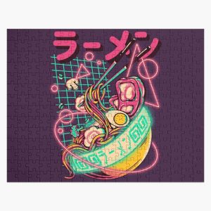 Retro Ramen - Naruto Ramen Retrowave Nrutoramen With Geometric Neon elements, Udon Noodles Cyberpunk Vaporwave synth 80s 90s webcore gaming style Jigsaw Puzzle RB0605 product Offical Anime Puzzles Merch